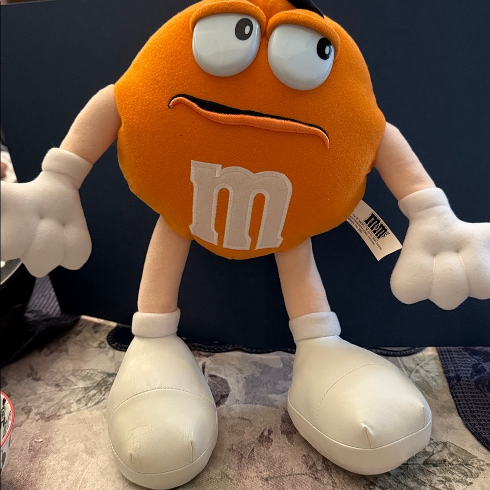 M&M Orange "Crispy" Plush Toy 2001 Nanco Vintage tennis shoes, 12"